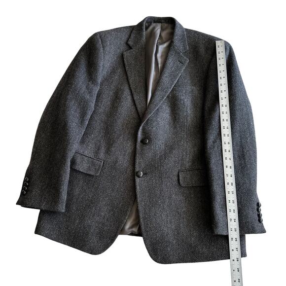 Lauren Ralph Lauren 100% Wool Herringbone Classic 2 Button Gray Blazer Jacket L - Picture 6 of 9